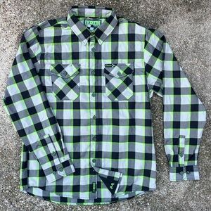 DIXXON Men's Checkered Shirt in Black and Lime